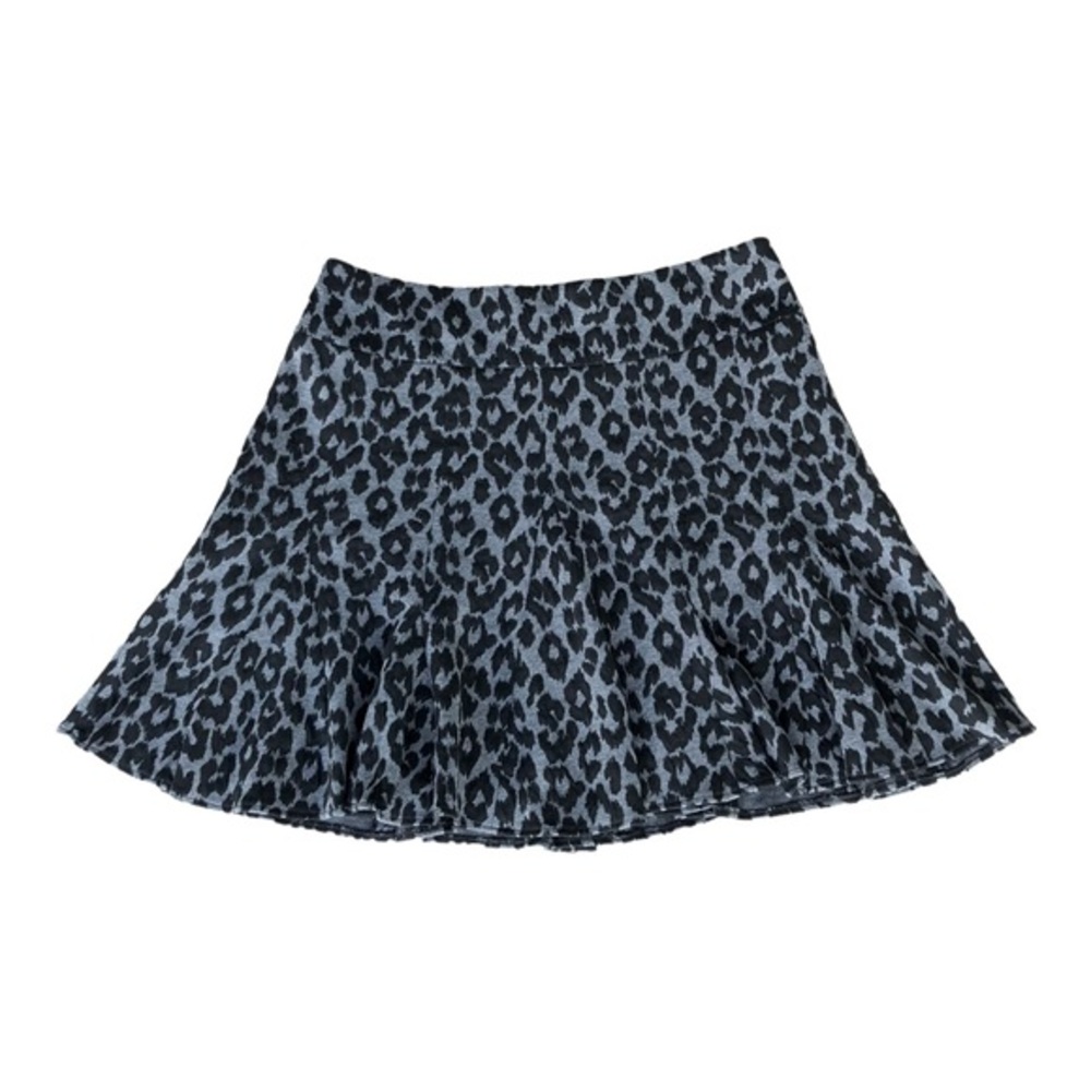 Ann Taylor‎ Knit Gray & Black Leopard Print A-line Short Skirt Size 8.